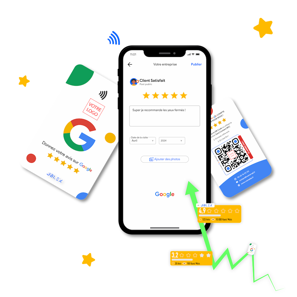 Carte NFC produisant des avis Google